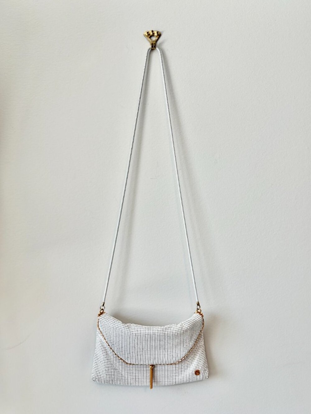 Glomesh Vintage (1950's) White Metal Mesh Chain Link Evening Bag